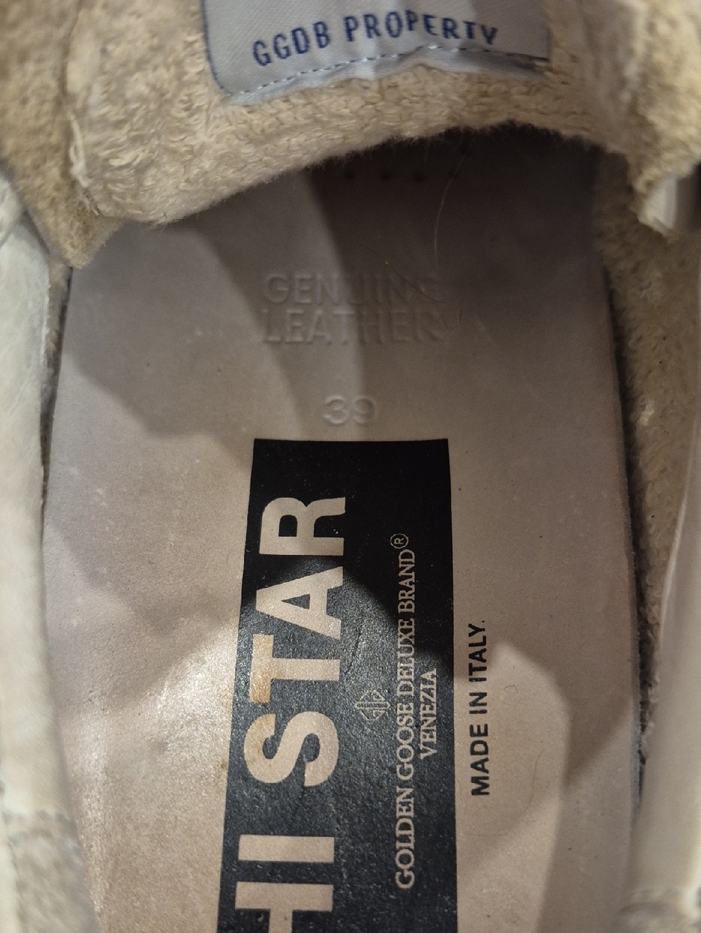 GOLDEN GOOSE White & Gold Hi-Star Sneakers Size 8.5 (39) AS IS - Picture 16 of 16